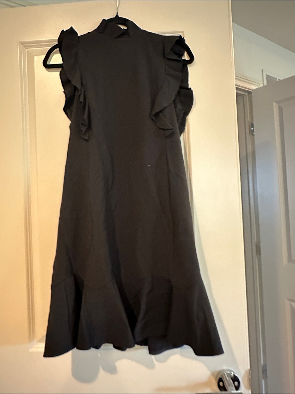 Rebecca Taylor Black Ruffle Sleeve Shift Dress Jacket
